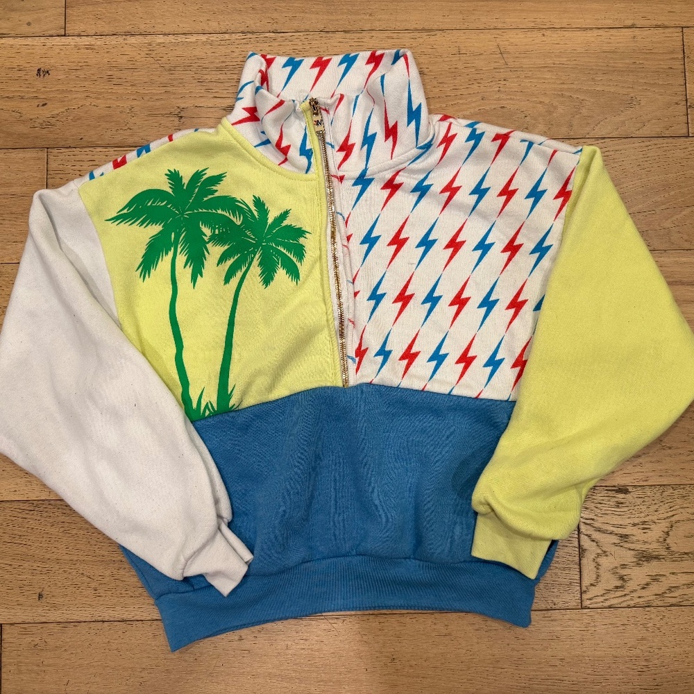 Aviator Nation 1/4 Zip Neon Bolt Sweatshirt XS